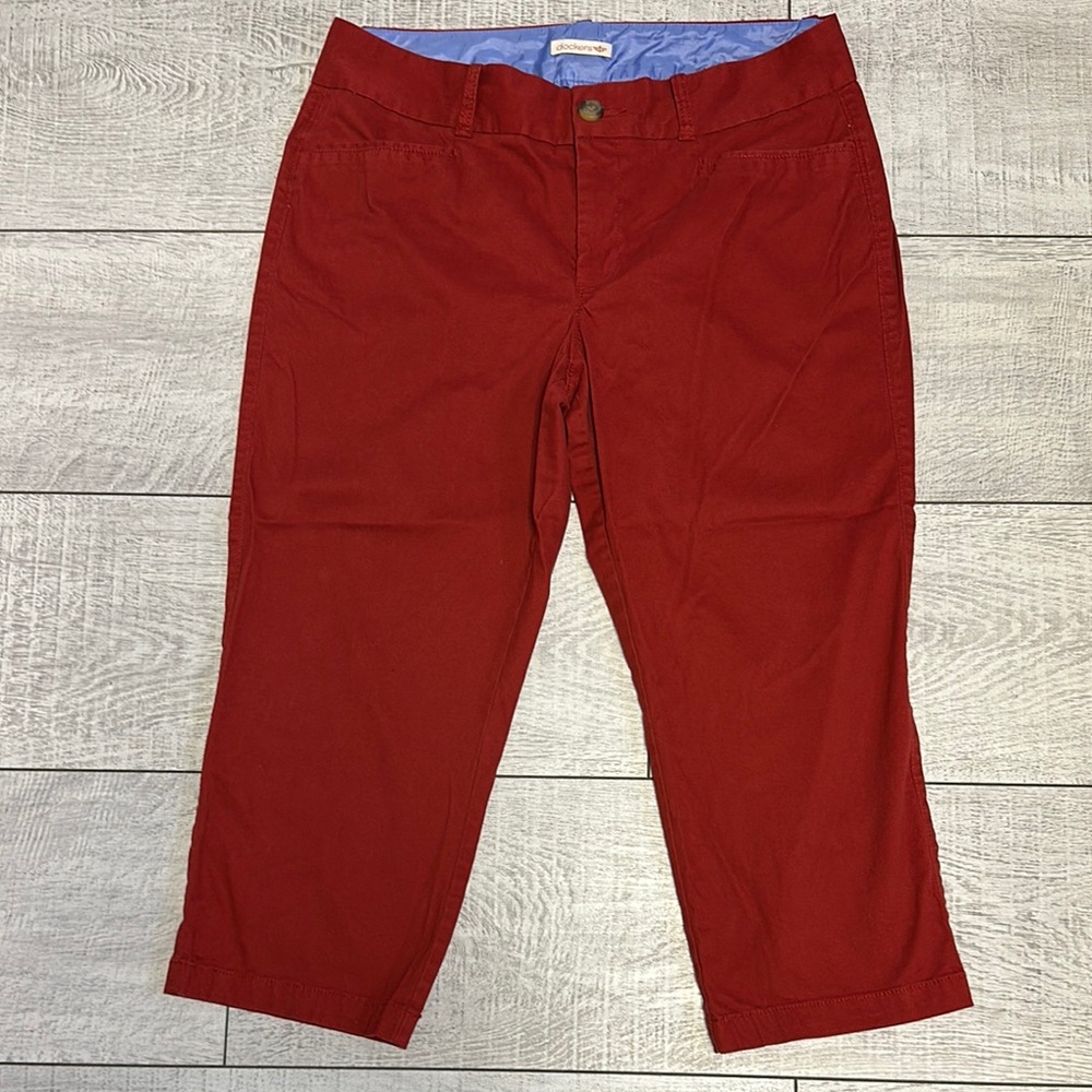 Dockers Red Chinos Capri Cropped Pants Classic Straight-Leg